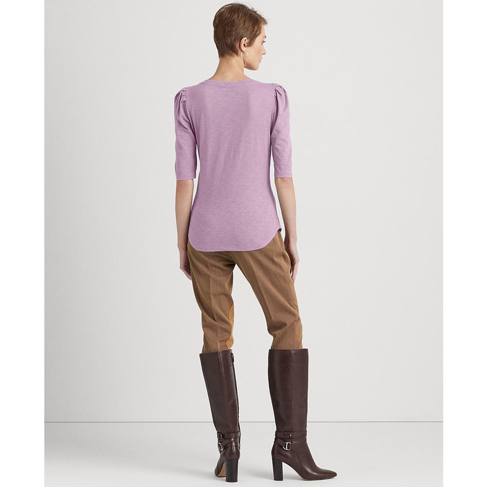 商品Ralph Lauren|Women's Puff-Sleeve Slub Jersey T-Shirt,价格¥351,第4张图片详细描述