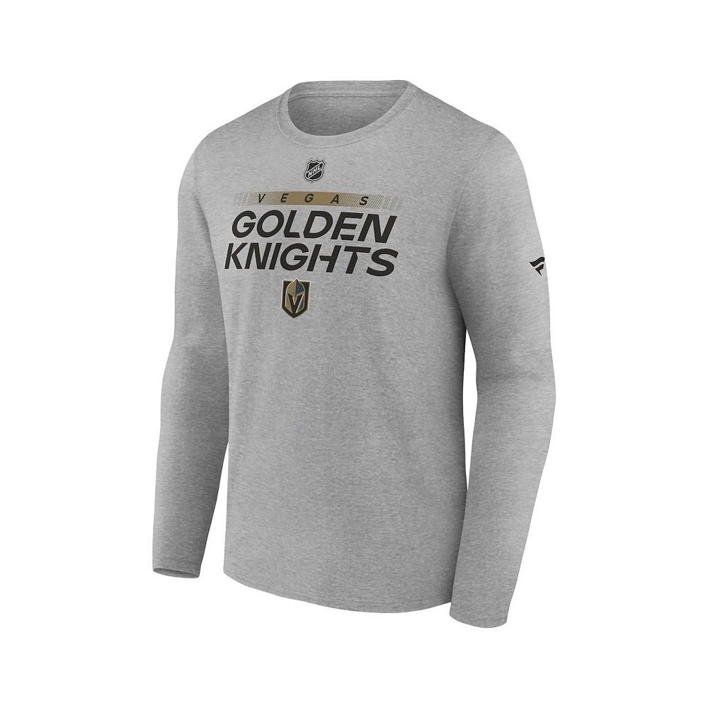 Men's Branded Heather Gray Vegas Golden Knights Authentic Pro Core Collection Prime Wordmark Long Sleeve T-Shirt商品第3张图片规格展示