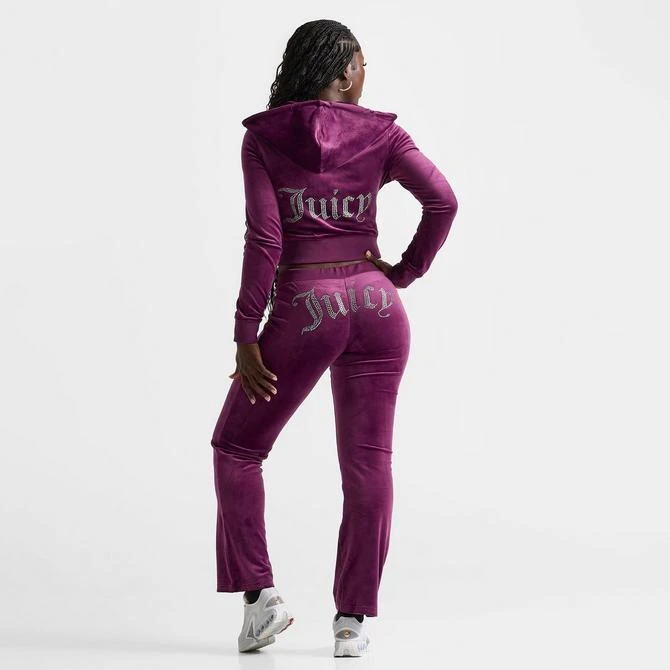 商品Juicy Couture|Women's Juicy Couture OG Big Bling Velour Track Pants,价格¥527,第2张图片详细描述