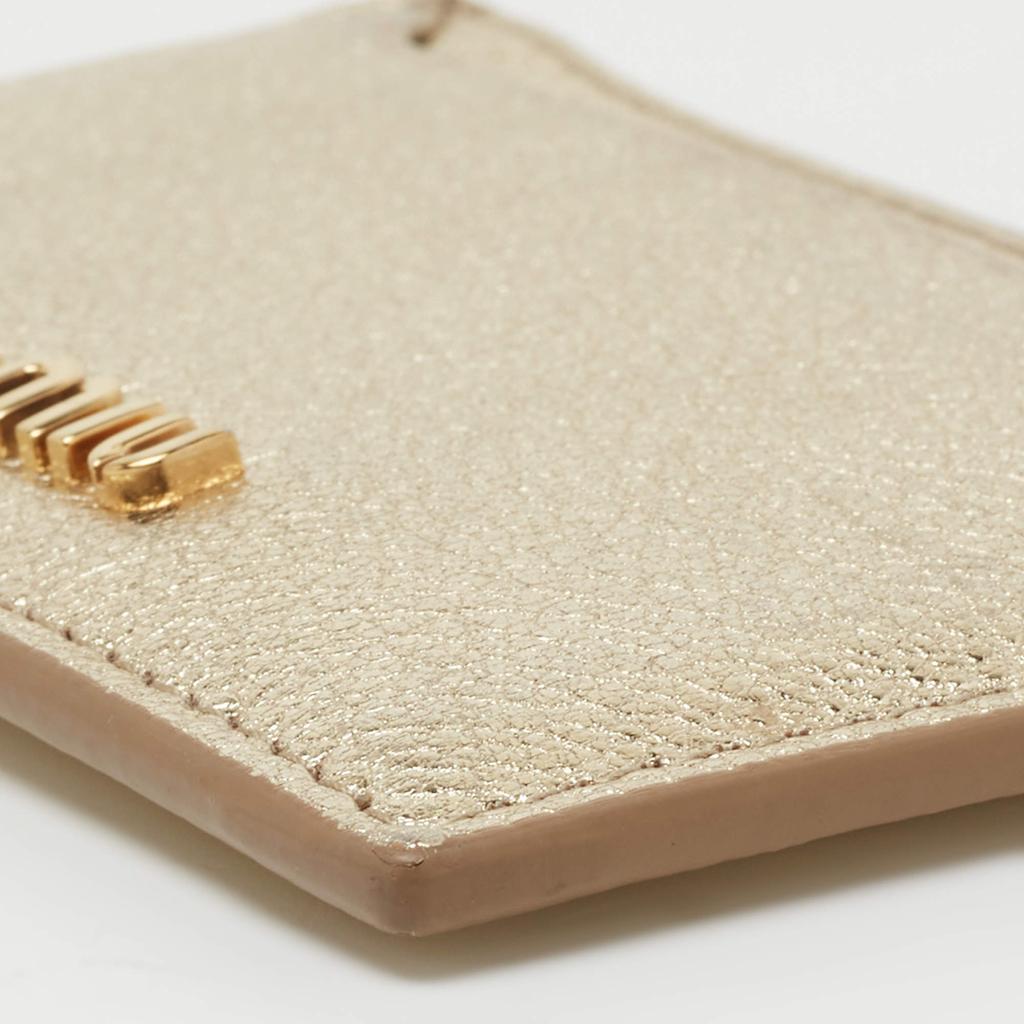 Miu Miu Metallic Gold Madras Leather Card Holder商品第9张图片规格展示