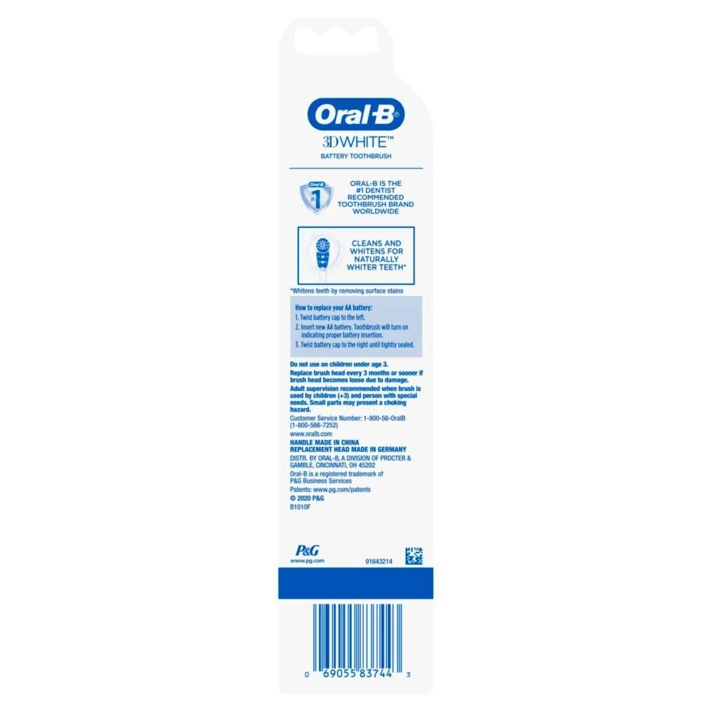 Oral-B 3D White Action Power Toothbrush, 1 Count (Colors May Vary), Multi-colored 商品