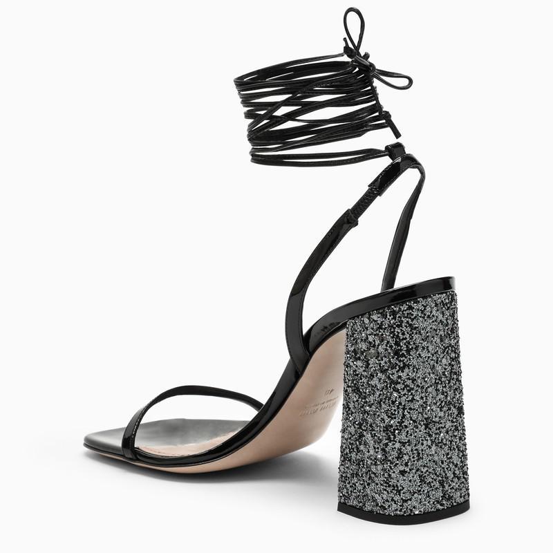商品Miu Miu|Black sandal with glitter heel,价格¥6190,第6张图片详细描述