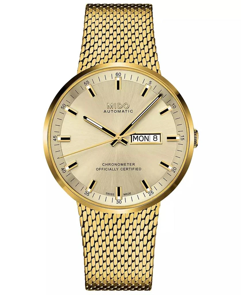 商品MIDO|Men's Swiss Automatic Commander II Cosc Gold-Tone PVD Stainless Steel Bracelet Watch 42mm,价格¥10928,第1张图片