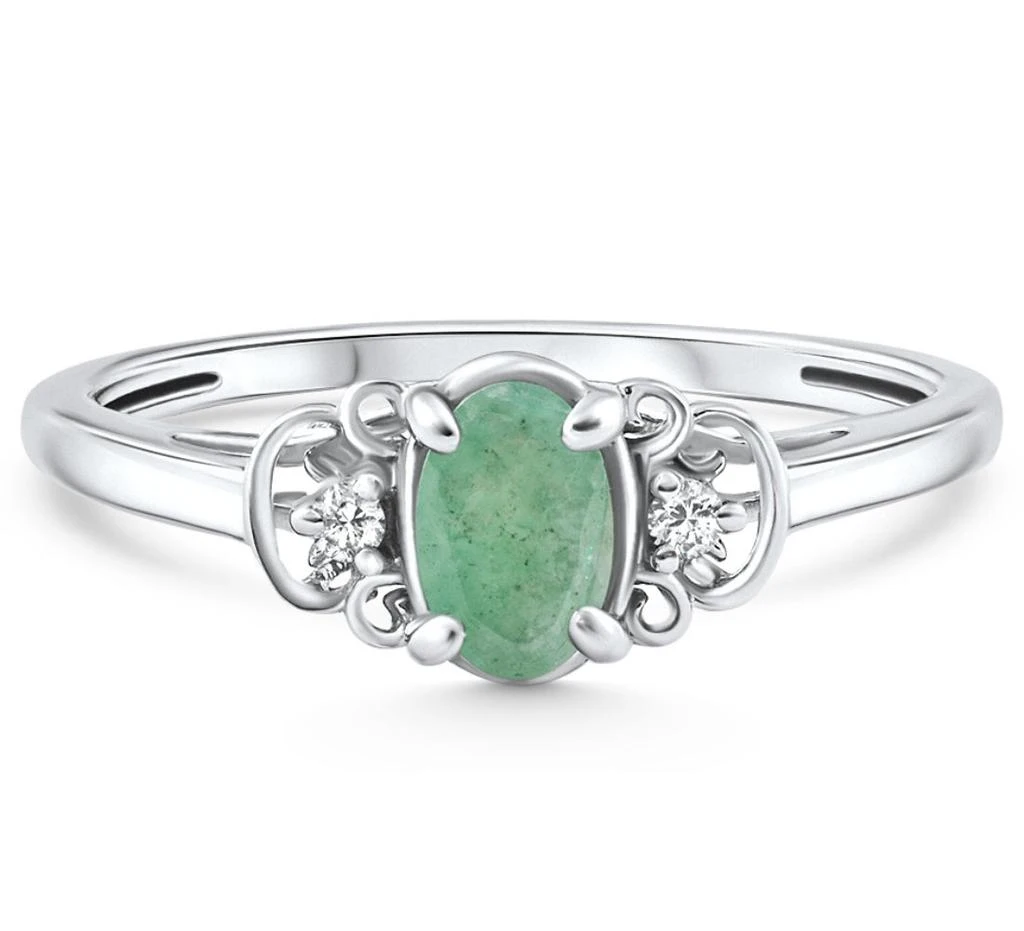 商品Pompeii3|1/2Ct Oval Emerald & Lab Grown Diamond Ring 10k White Gold,价格¥3178,第1张图片