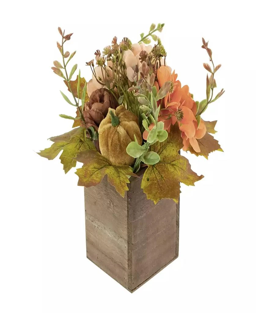 商品Northlight|10" x 8" Orange Floral and Pumpkin Wooden Box Fall Harvest Tabletop Decoration,价格¥302,第2张图片详细描述