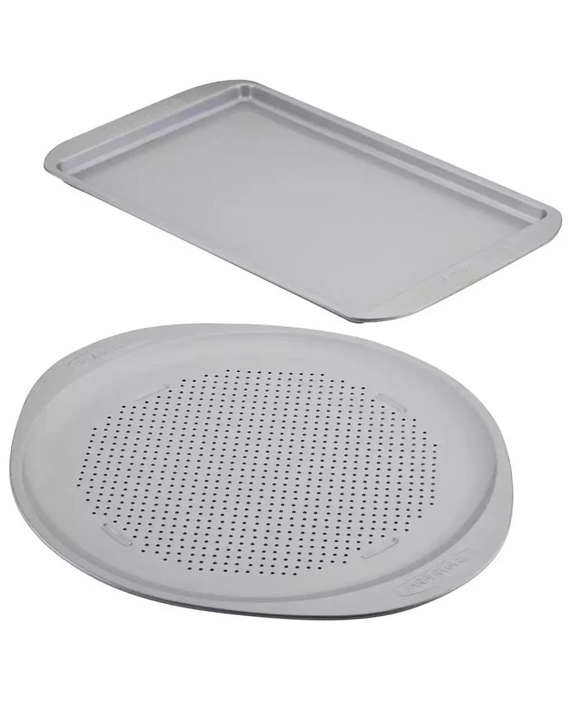 商品Farberware|Nonstick Bakeware Perforated Pizza Pan and Baking Sheet Set, 2-Piece, Light Gray,价格¥325,第1张图片