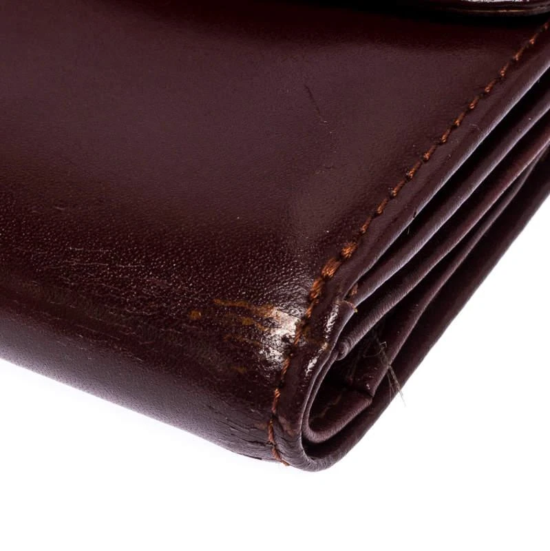 Longchamp Maroon Leather Roseau Compact Wallet 商品