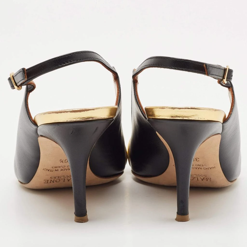商品[二手商品] Malone Souliers|Malone Souliers Black/Gold Leather Karlie Slingback Pumps Size 38.5,价格¥1965,第5张图片详��细描述