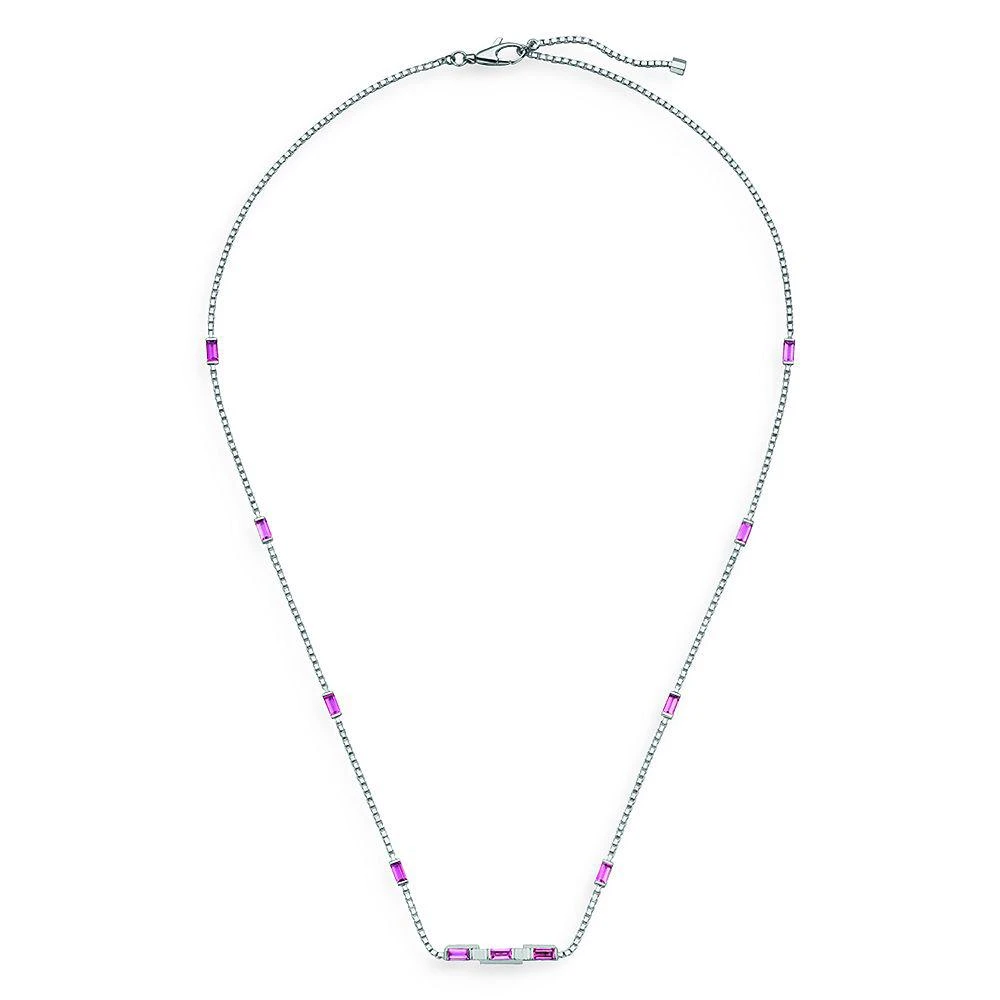 商品Gucci|18K White Gold Link to Love Rubellite Box Link Collar Necklace, 16.5-17.5",价格¥32158,第1张图片