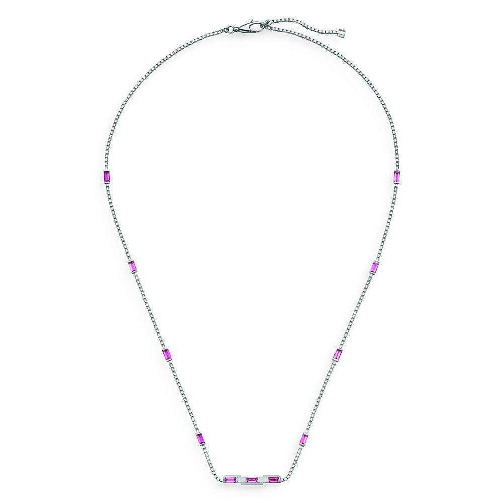 商品Gucci|18K White Gold Link to Love Rubellite Box Link Collar Necklace, 16.5-17.5",价格¥31726,第1张图片