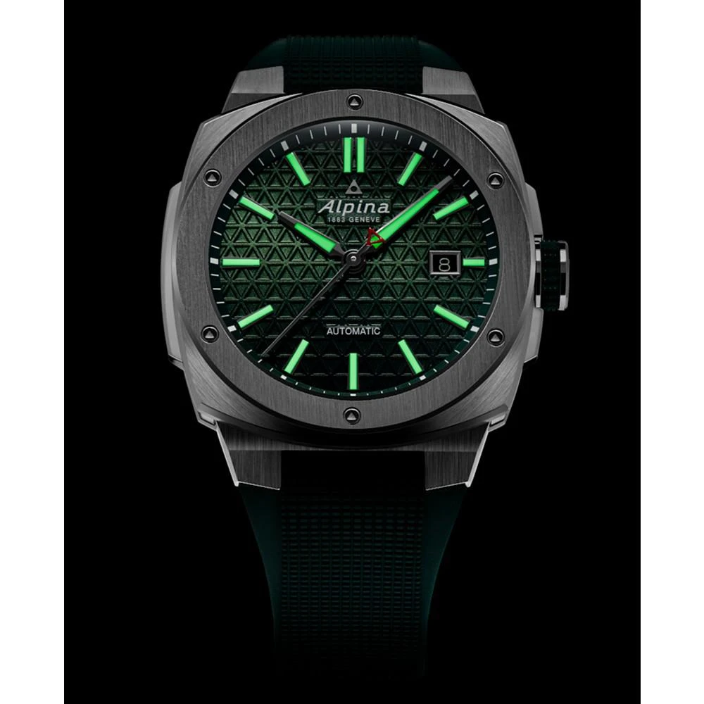 商品Alpina|Men's Swiss Automatic Alpiner Green Rubber Strap Watch 41mm,价格¥12764,第4张图片详细描述