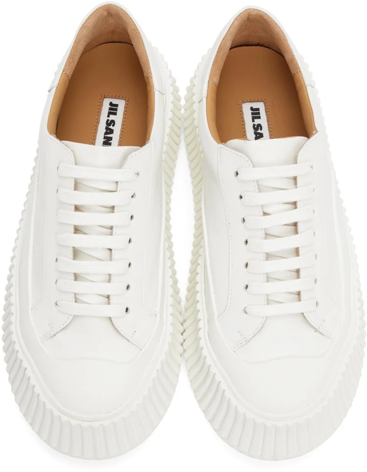 商品Jil Sander|White Leather Platform Sneakers,价格¥5092,第5张图片详细描述