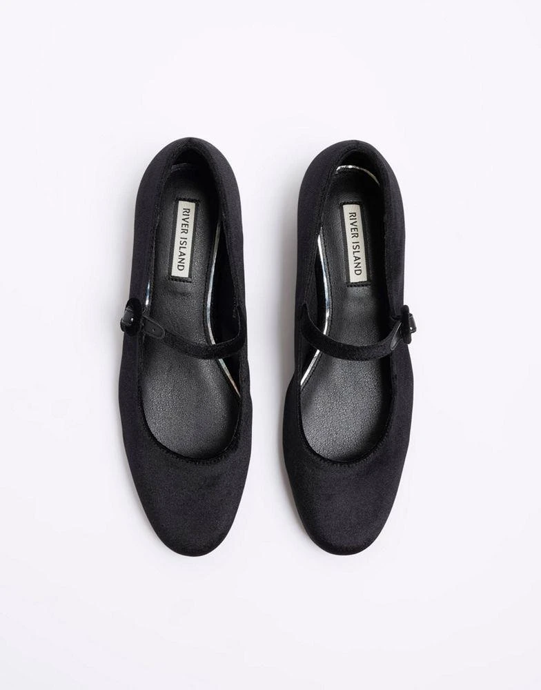 商品River Island|River Island Diamante heel mary jane shoes in black,价格¥340,第4张图片详细描述