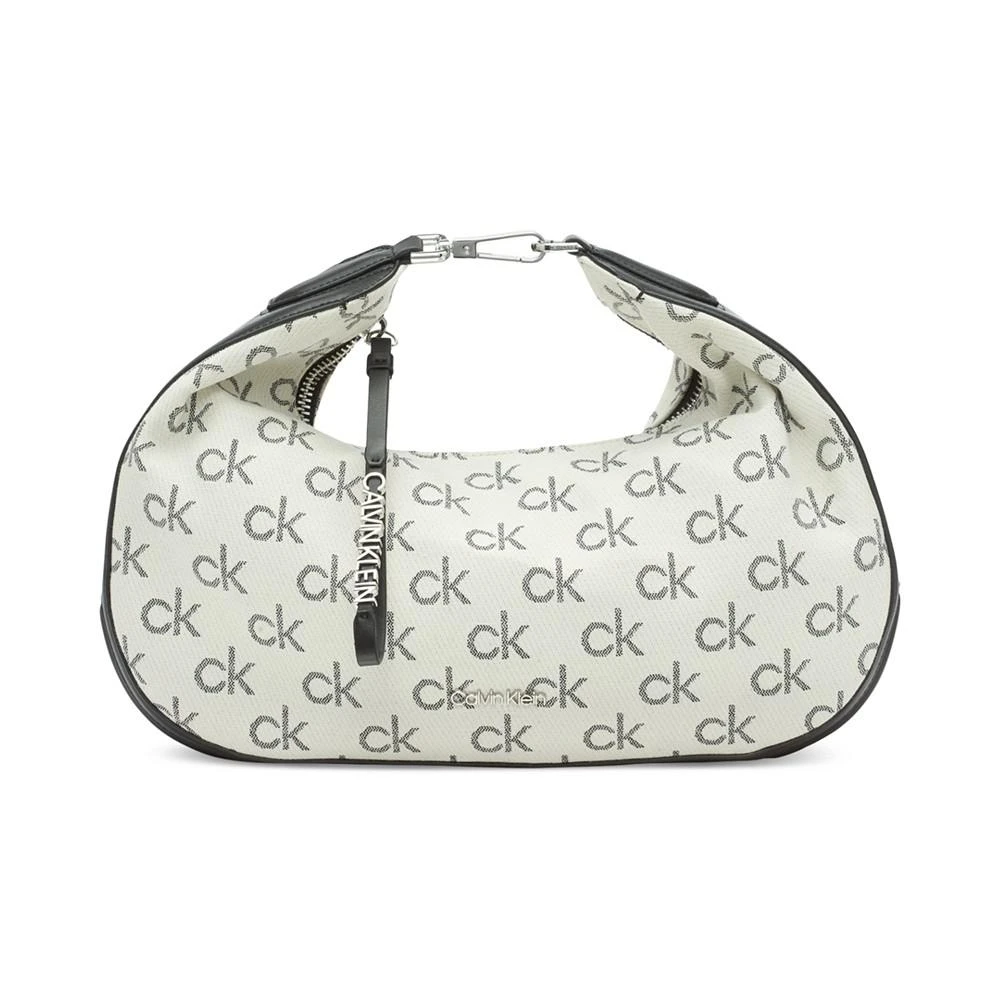 商品Calvin Klein|Clay Large Top Zipper Denim Jacquard Signature Convertible Crossbody Bag,价格¥473,第5张图片详细描述