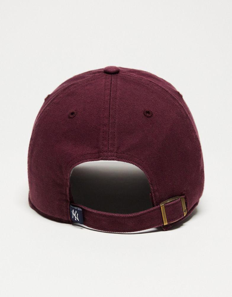 商品47 Brand|47 Clean Up MLB NY Yankees unisex baseball cap in burgundy with garment wash,价格¥214,第6张图片详细描述