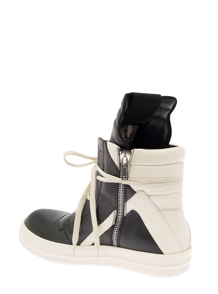 商品Rick Owens|Rick Owens Mans Geobasket White And Black Leather Sneakers,价格¥6325,第3张图片详细描述