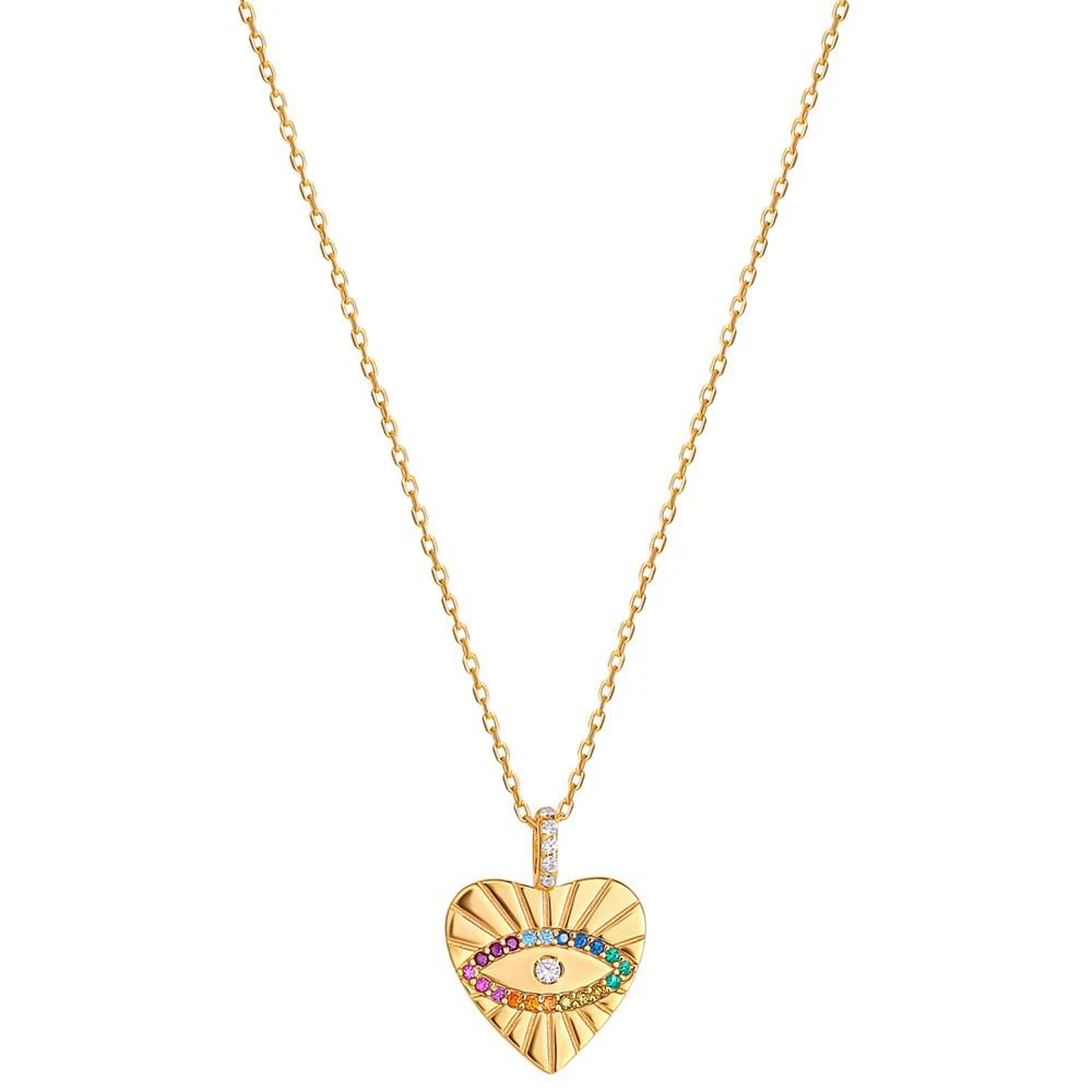 商品Giani Bernini|Multicolor Cubic Zirconia Evil Eye Heart Pendant Necklace in 18k Gold-Plated Sterling Silver, 16" + 2" extender, Created for Macy's,价格¥253,第3张图片详细描述