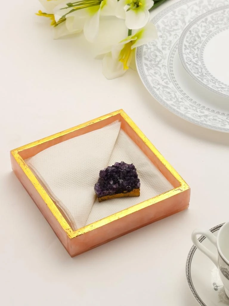 商品Tiramisu|Pink Resin Napkin Holder with Amethyst Druzy,价格¥475,第3张图片详细描述