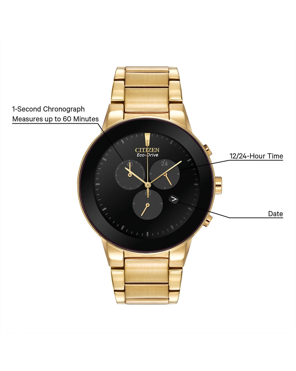 商品Citizen|西铁城男士机械表 Eco-Drive AT2242-55E 金色不锈钢表带,价格¥2362,第2张图片详细描述
