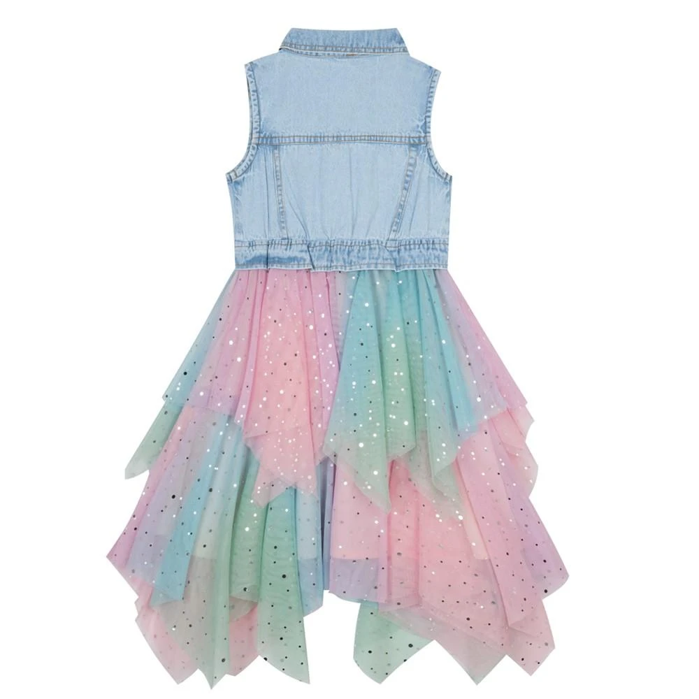 商品Rare Editions|Big Girls Denim Vest to Tiered Ombre Skirt Dress,价格¥217,第3张图片详细描述