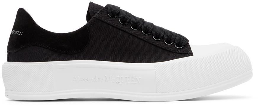 商品Alexander McQueen|Black Deck Plimsoll Sneakers,价格¥3622,第1张图片