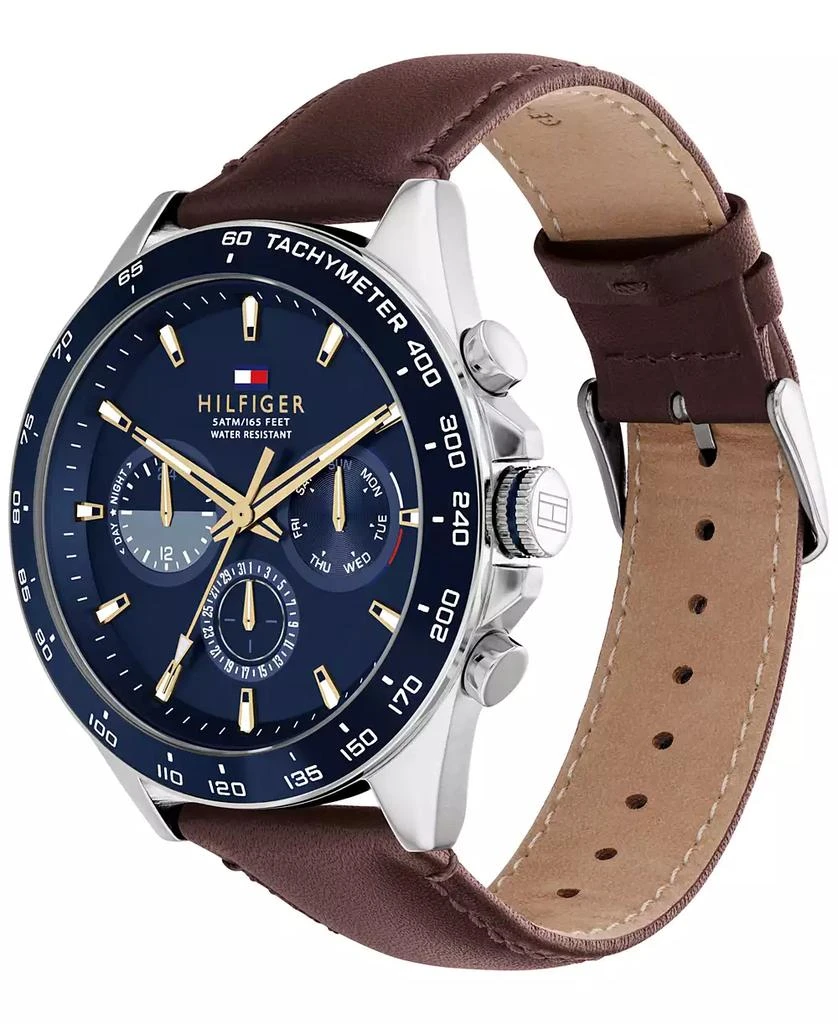 商品Tommy Hilfiger|Men's Brown Leather Strap Watch 46mm,价格¥833,第2张图片详细描述