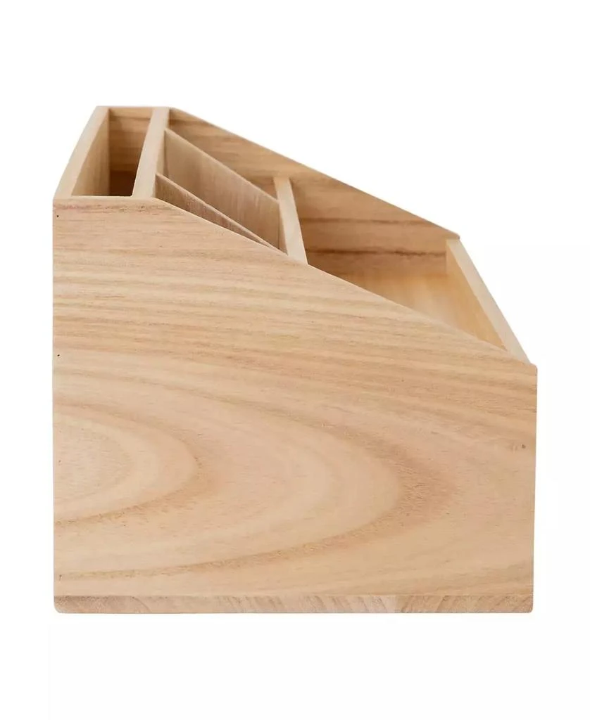 商品Martha Stewart|Weston Wooden Desktop Organizer with Open Lower Storage Compartment, Paulownia Wood Multipurpose Storage Caddy,价格¥309,第3张图片详细描述