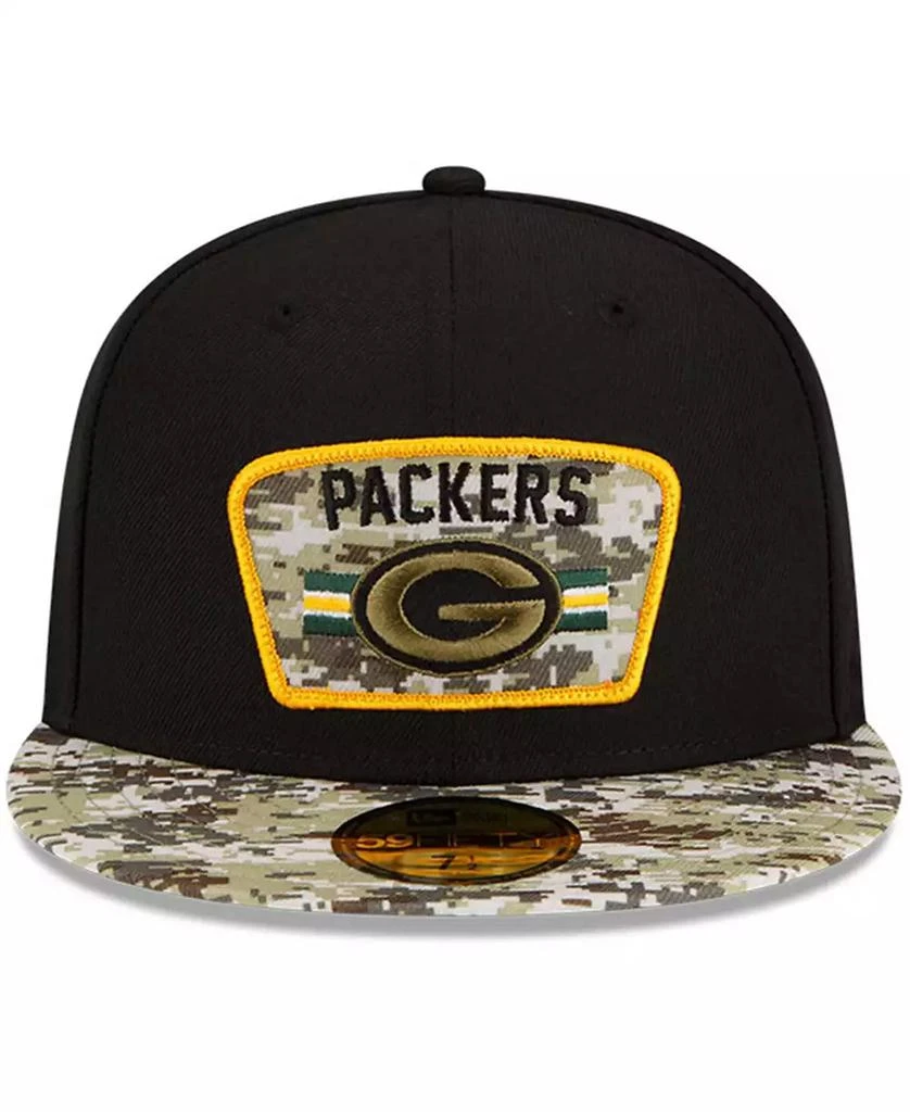 商品New Era|Men's Black-Camouflage Green Bay Packers 2021 Salute To Service 59FIFTY Fitted Hat,价格¥247,第2张图片详细描述