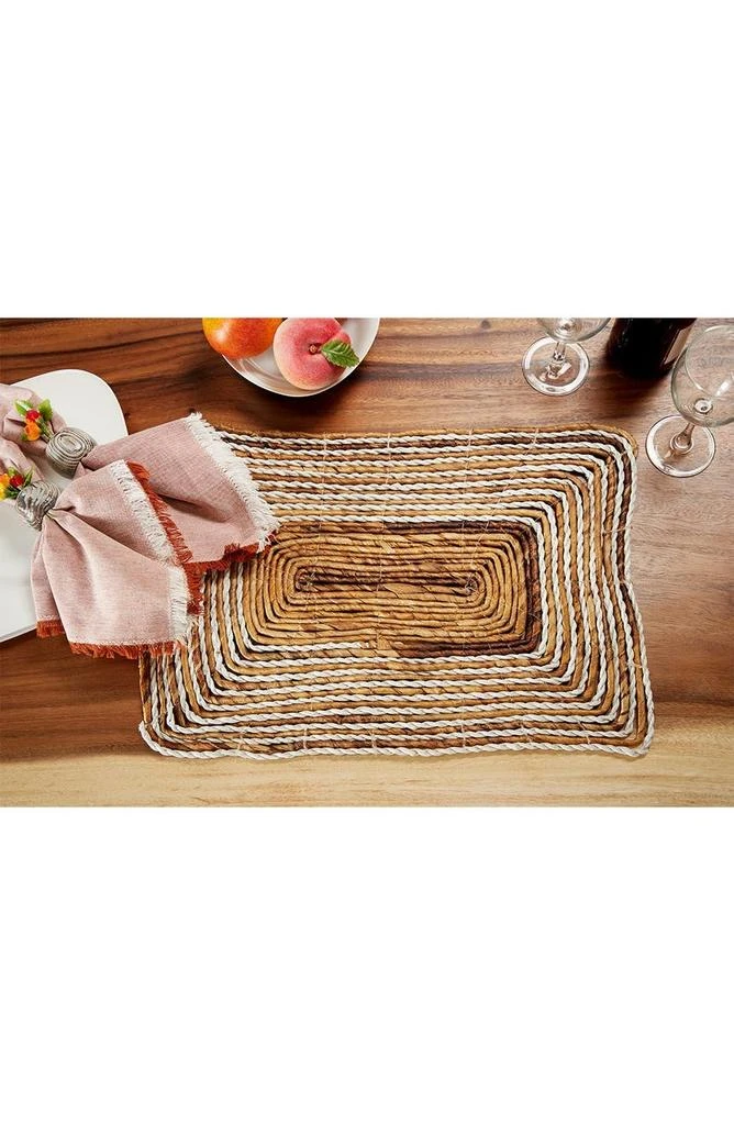 商品GINGER BIRCH STUDIO|Rectangular Striped Brown Banana Leaf Wicker Placemat - Set of 4,价格¥330,第2张图片详细描述