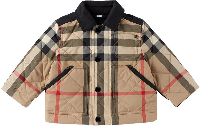 商品Burberry|Baby Beige Renfred Quilted Jacket,价格¥1618,第1张图片