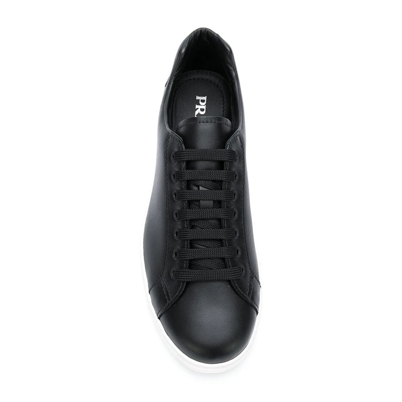 商品Prada|Prada 普拉达 男士皮革圆头logo印花鞋尾经典百搭休闲板鞋 4E3299-3KE5-F0967,价格¥2006,第1张图片