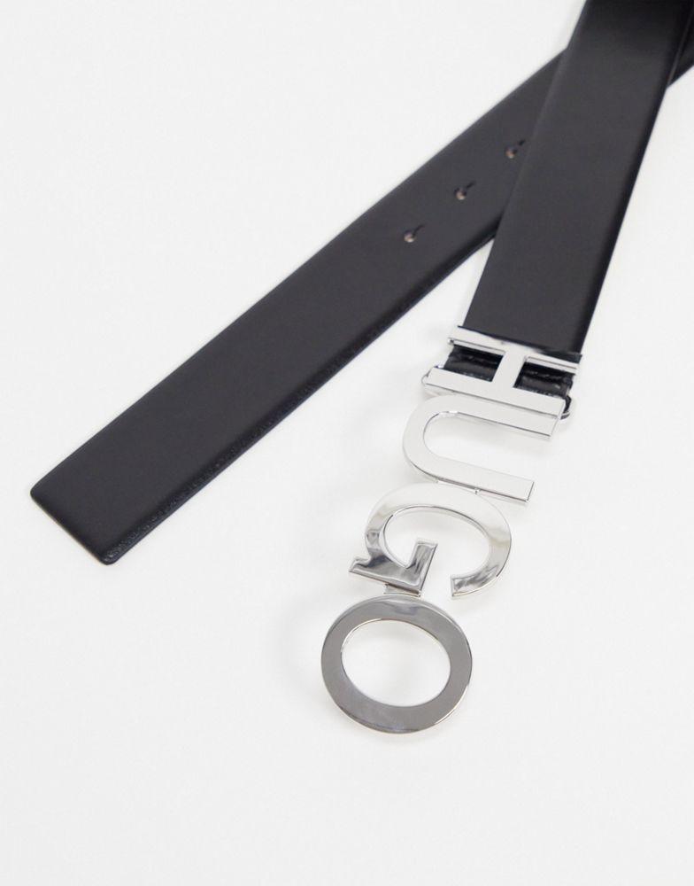 HUGO Zula leather logo belt in black商品第4张图片规格展示