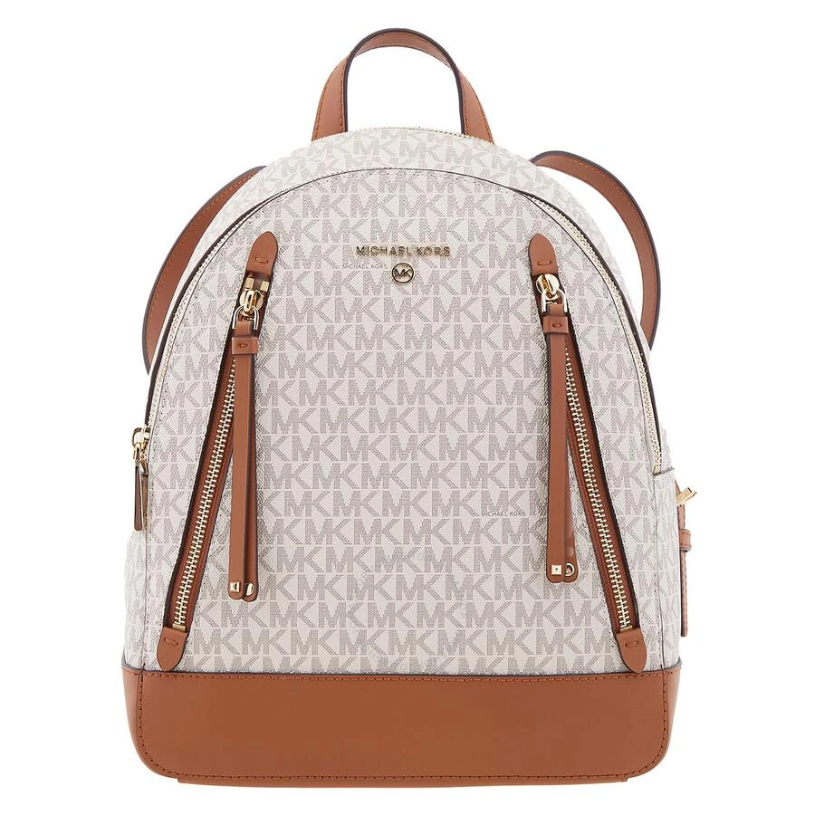 商品Michael Kors|Michael Kors Ladies Brooklyn Medium Pebbled Leather Backpack - Ivory/Brown,价格¥1480,第1张图片