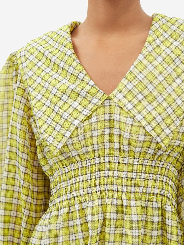 商品Ganni|Chelsea-collar check organza mini dress,价格¥595,第6张图片详细描述