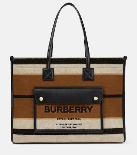 商品Burberry|Freya Medium striped wool felt tote,价格¥13678,第1张图片