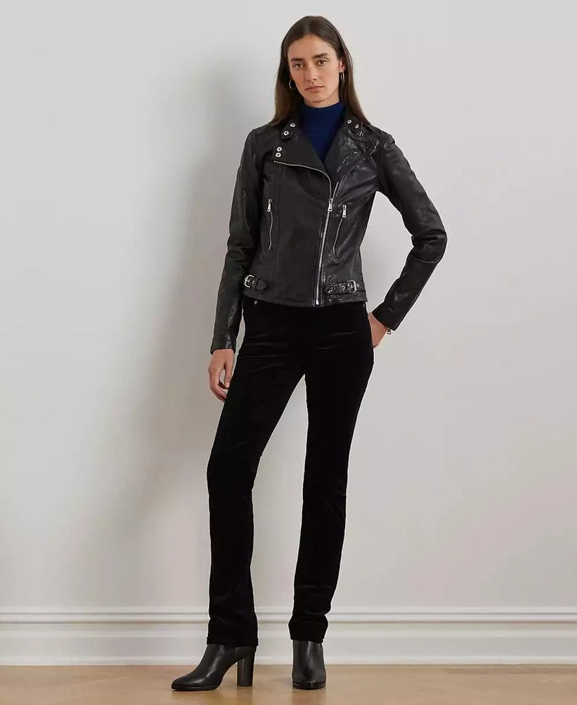 商品Ralph Lauren|Women's Tumbled Leather Moto Jacket,价格¥3718,第4张图片详细描述