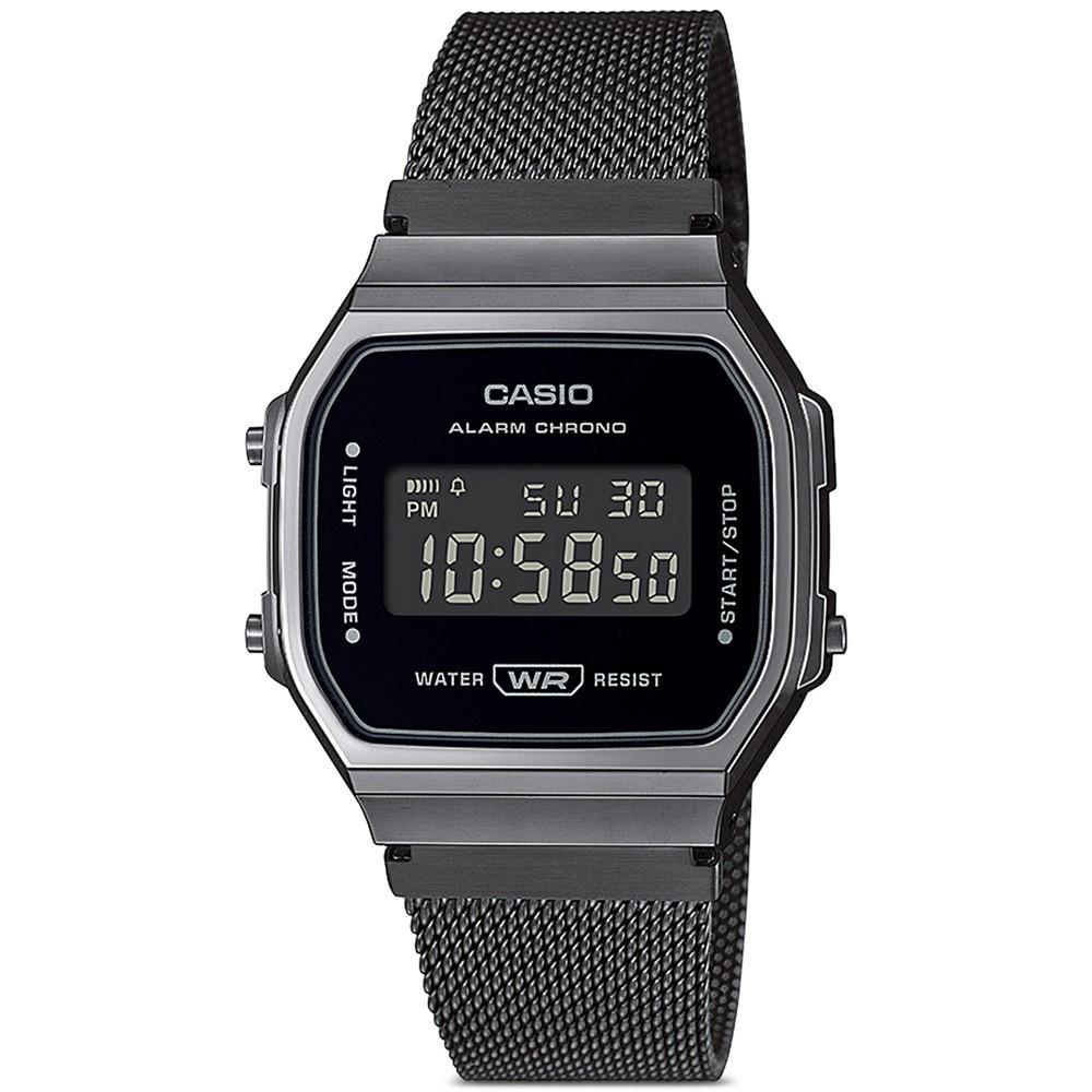 商品Casio|Women's Digital Black Ion-Plated Stainless Steel Mesh Bracelet Watch 36mm,价格¥391,第1张图片