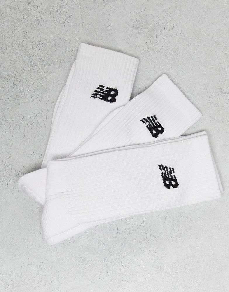 商品New Balance|New Balance logo crew socks 3 pack in white,价格¥128,第2张图片详细描述