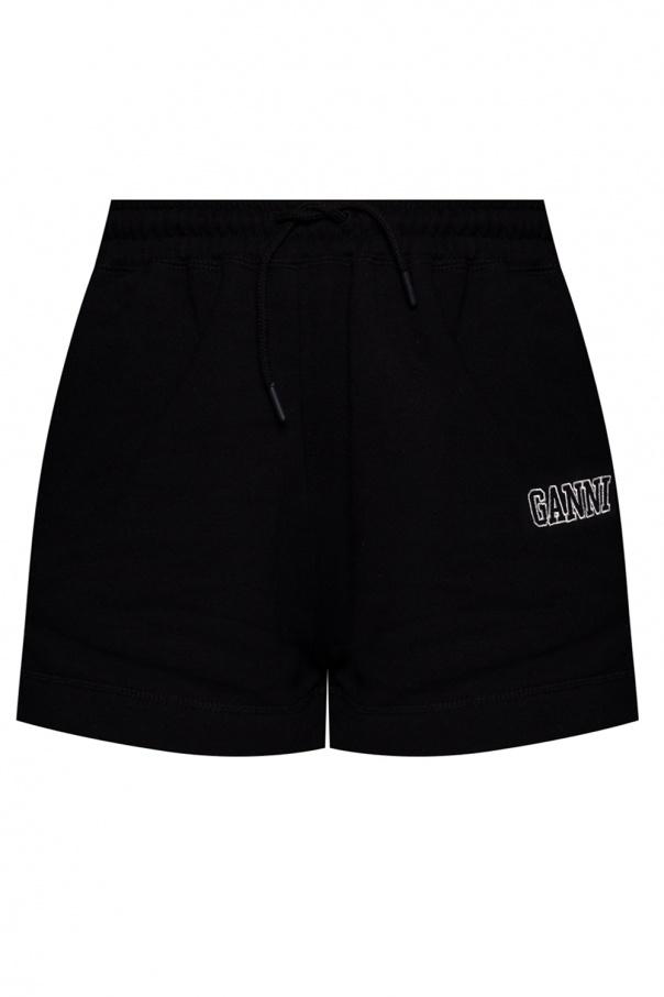 Ganni Black Logo-Embroidered Cotton Shorts, Size X-Small商品第1张图片规格展示
