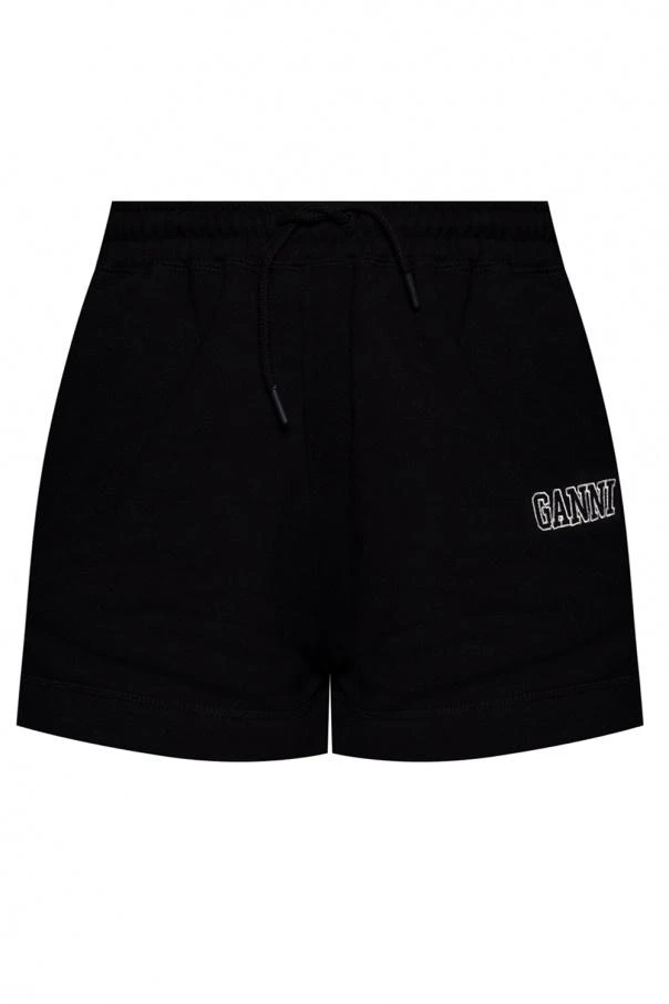 商品Ganni|Ganni Black Logo-Embroidered Cotton Shorts, Size Large,价格¥602,第1张图片