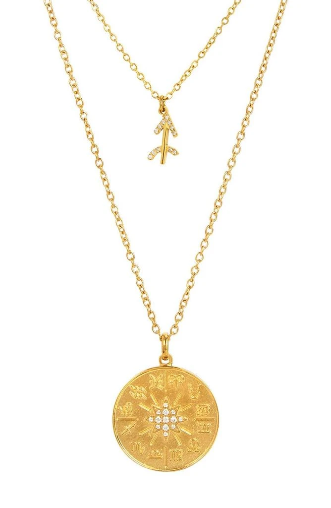商品Savvy Cie Jewels|14K Yellow Gold Plated Layered Zodiac Pendant Necklace,价格¥378,第1张图片详细描述