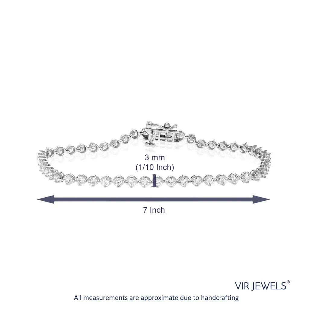 商品Vir Jewels|3 cttw 53 Stones Round Cut Lab Grown Diamond Bracelet 14K White Gold Prong Set 7 Inch,价格¥13346,第2张图片详细描述