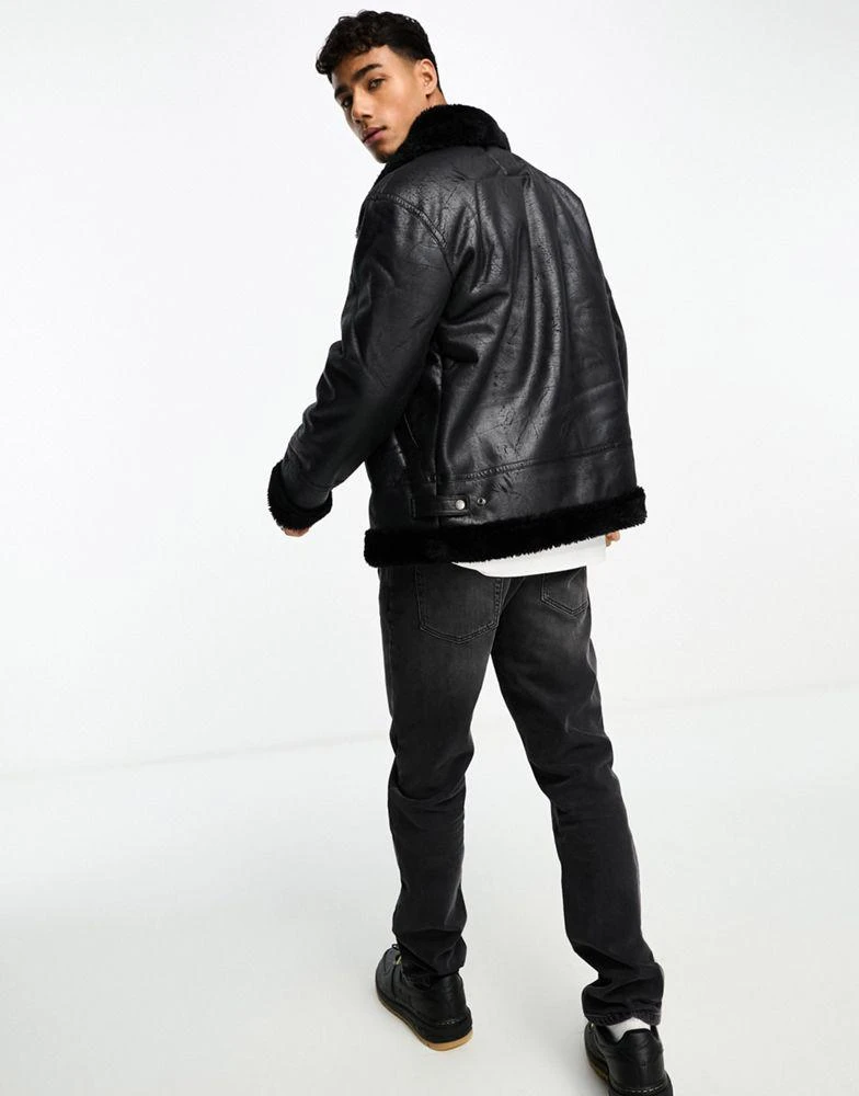 商品Alpha Industries|Alpha Industries B3 faux leather shearling flight jacket in black,价格¥1340,第2张图片详细描述