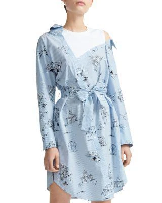 商品Maje|Rasane Printed Tee-Underlay Shirt Dress,价格¥657,第1张图片