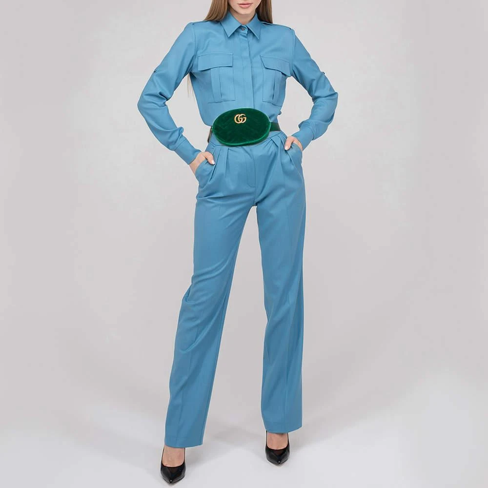 商品[二手商品] Gucci|Gucci Green Matelassé Velvet GG Marmont Belt Bag,价格¥3944,第2张图片详细描述