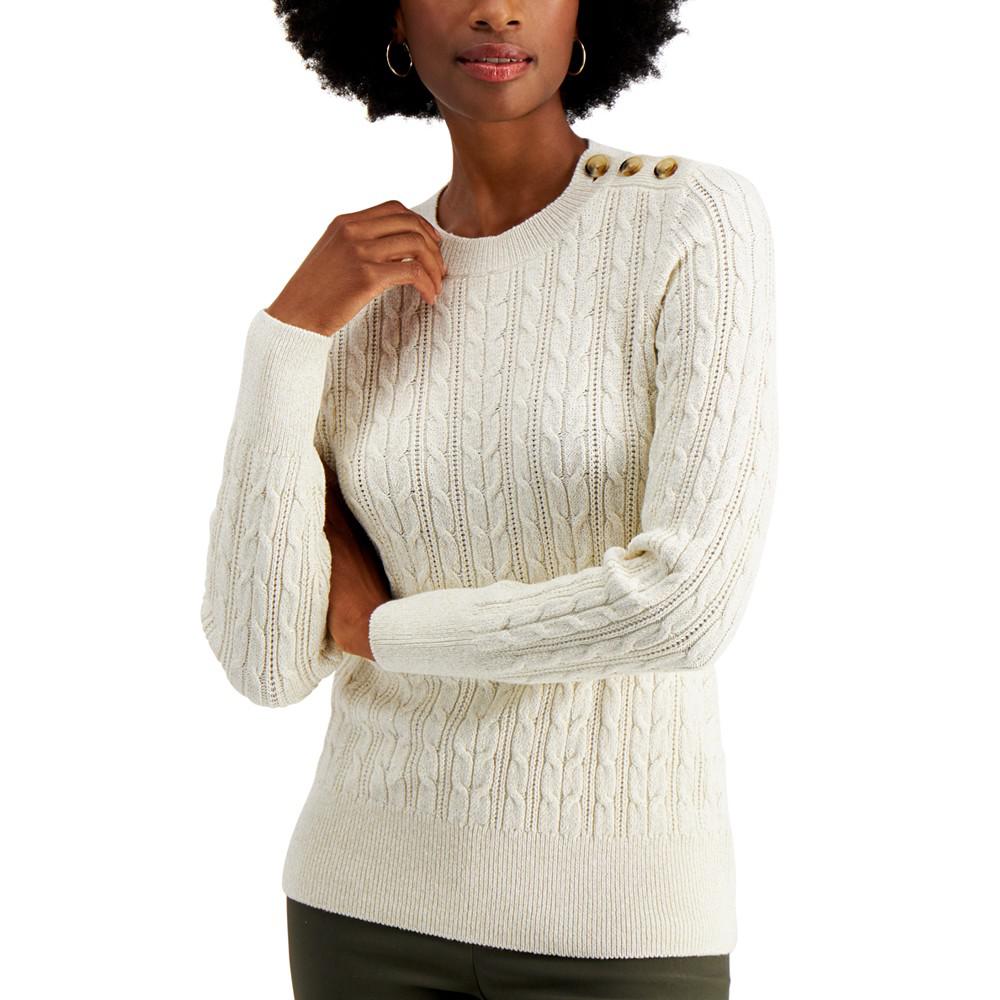 Petite Cable-Knit Pullover Sweater, Created for Macy's商品第3张图片规格展示