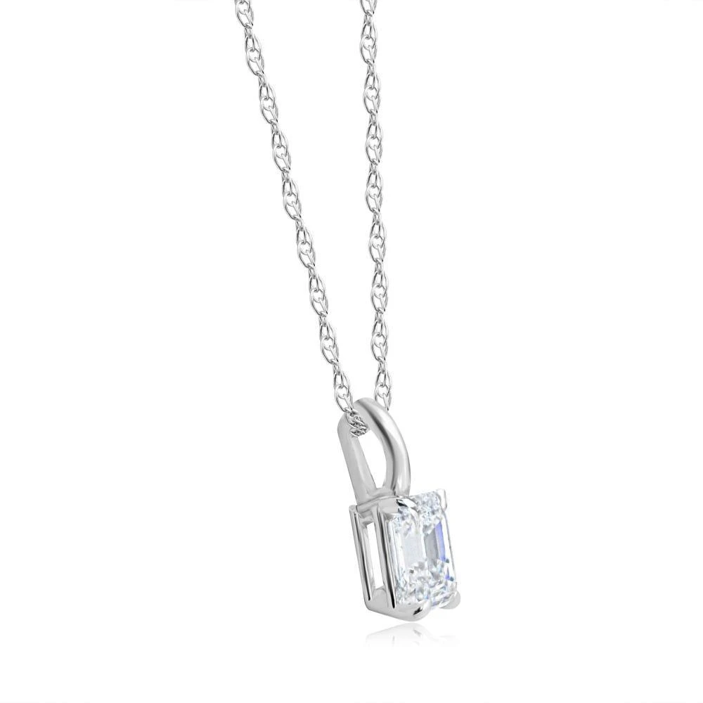 商品Pompeii3|3/4Ct Solitaire Emerald Cut Diamond Pendant 14k White Gold Lab Grown Necklace,价格¥3084,第2张图片详细描述