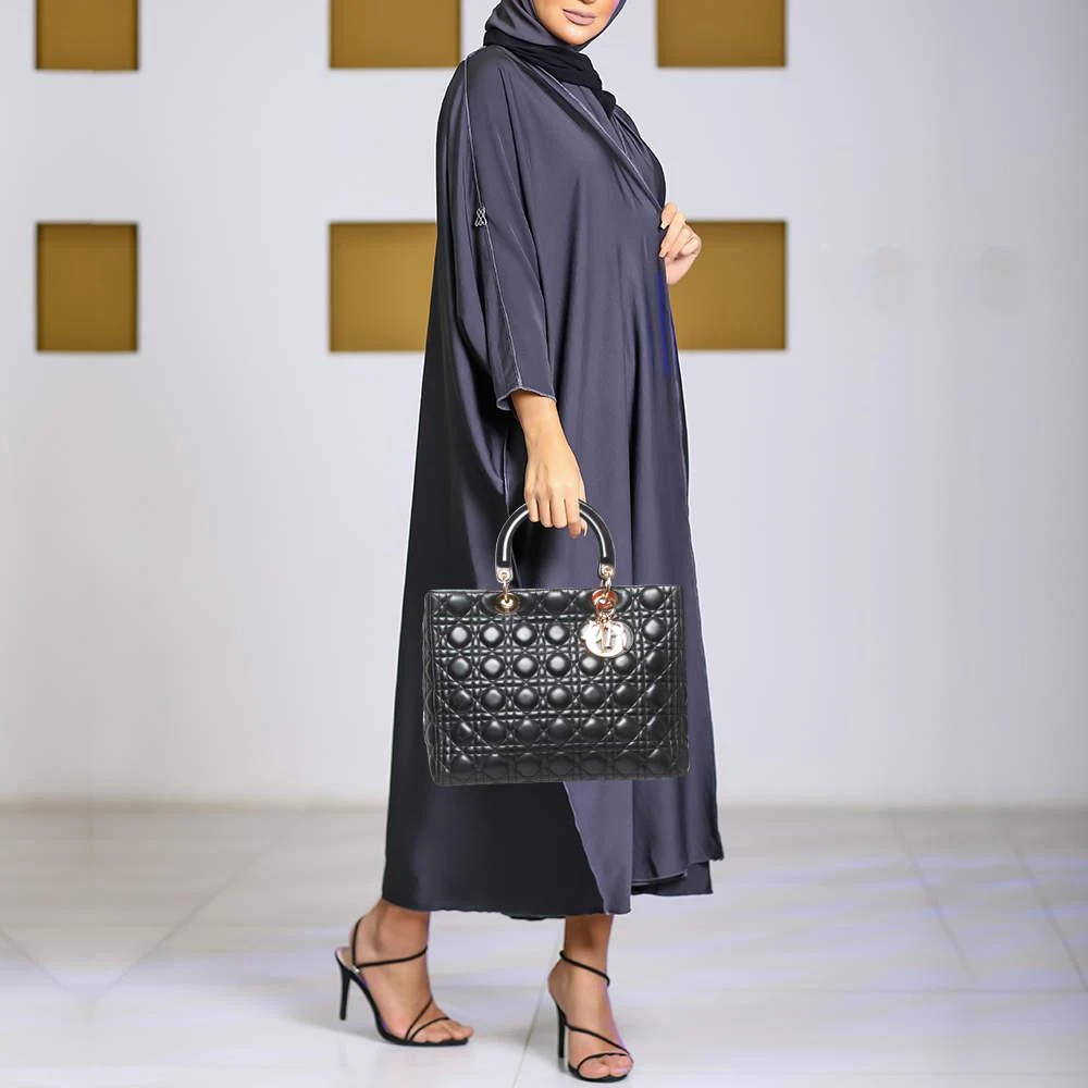 商品[二手商品] Dior|Dior Black Cannage Leather Large Lady Dior Tote,价格¥14585,第2张图片详细描述