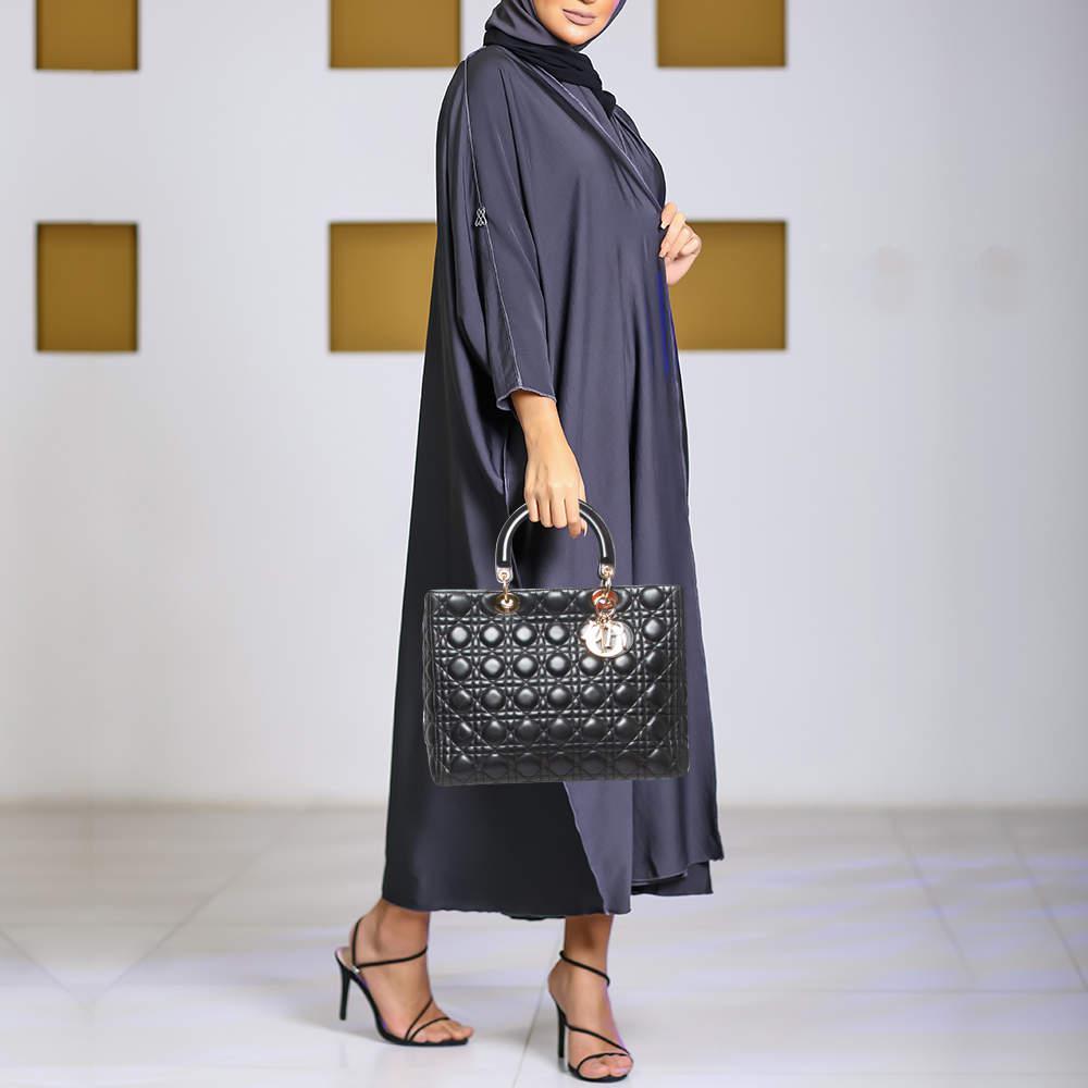 商品[二手商品] Dior|Dior Black Cannage Leather Large Lady Dior Tote,价格¥14158,第4张图片详细描述