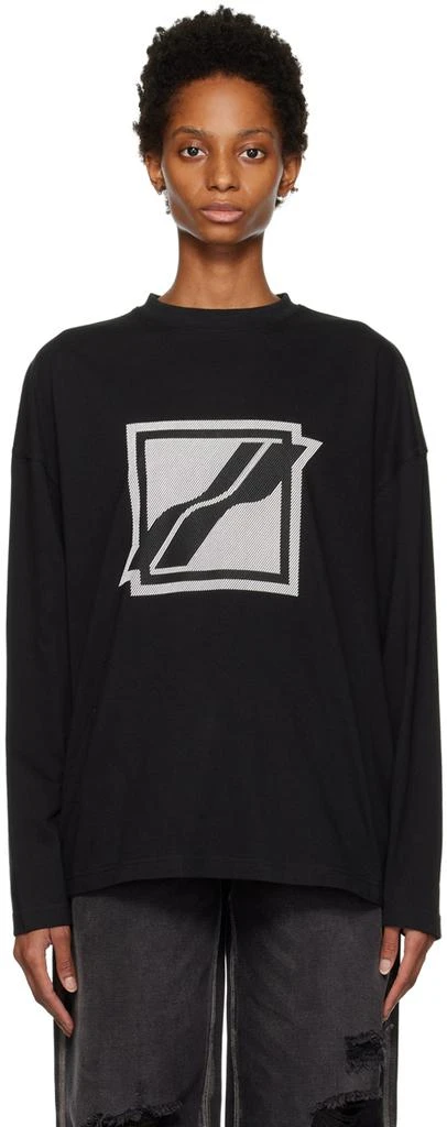 商品We11done|Black Bonded Long Sleeve T-Shirt,价格¥728,第1张图片